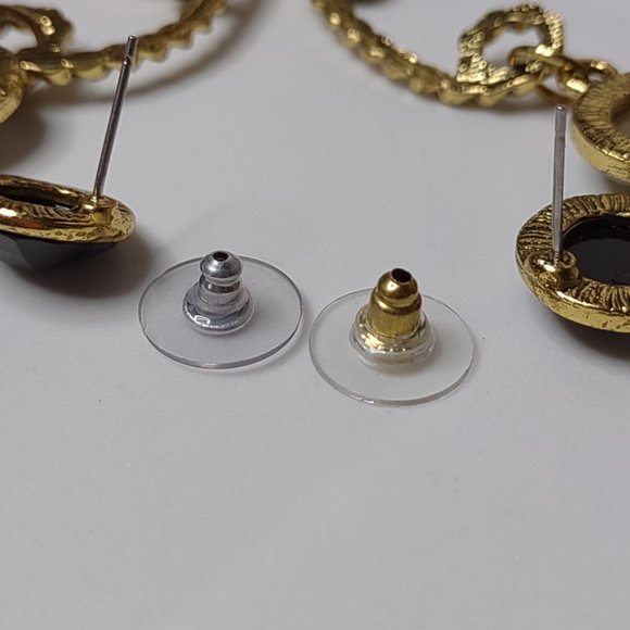 Heavy Metal And Plastic Large Dangle Earrings - Picture 12 of 14